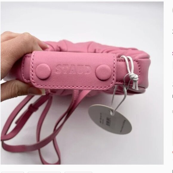 STAUD Soft Moon Bag In Bubblegum Pink - Picture 2 of 9
